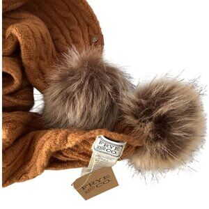 Frye & Co. 68" Winter Scarf w pom poms New Tags
